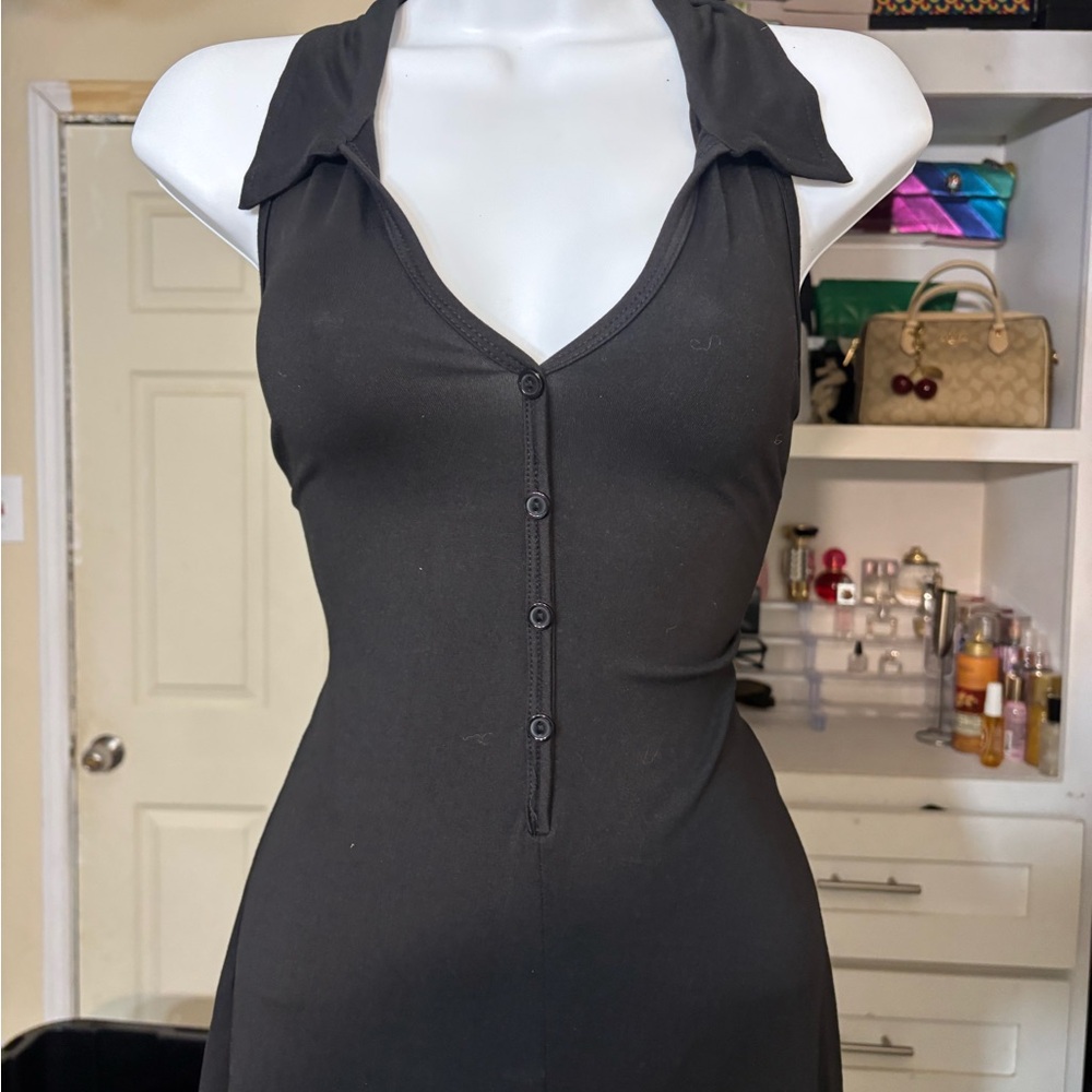 Black Sleeveless Button-Down pants